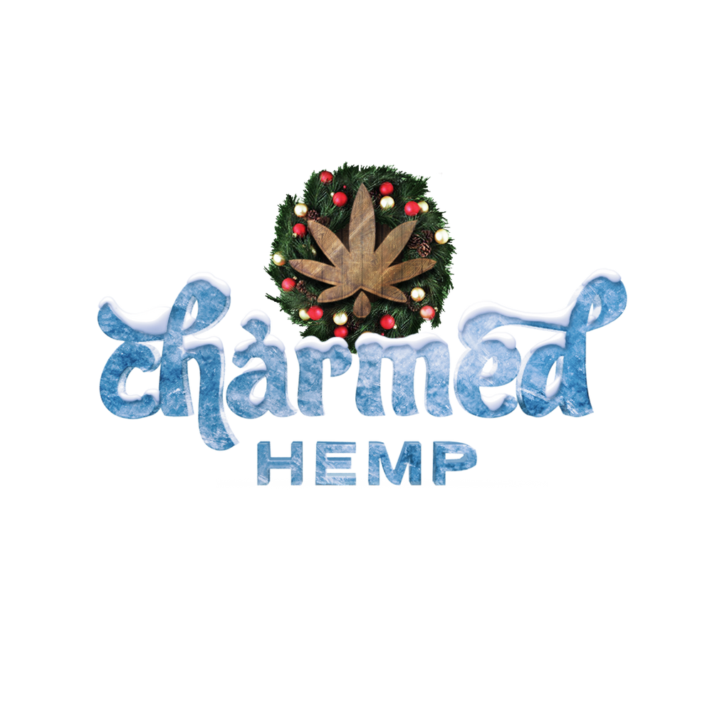Logo of Charmed Hemp with a cannabis leaf design on a white background