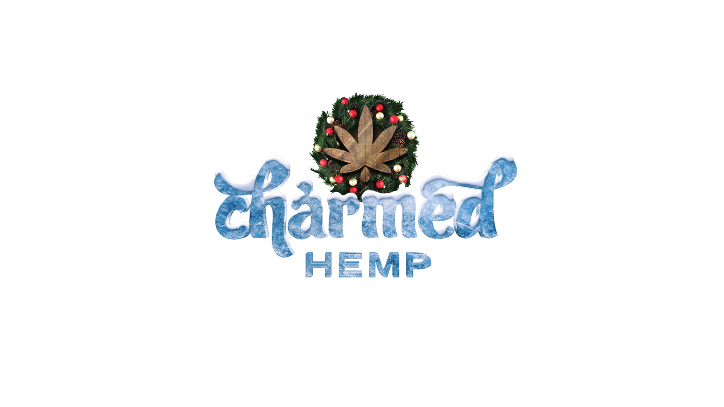 Logo of Charmed Hemp with a cannabis leaf design on a white background
